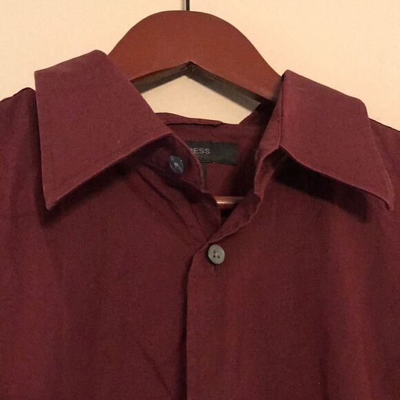 Express Men's Maroon Button Down Shirt - Size XL - Picture 3 of 6